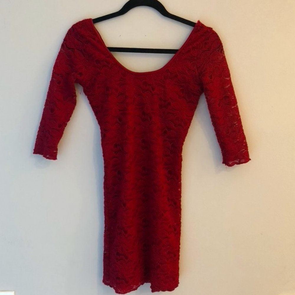Seductions Red Lace Mini Dress - XS